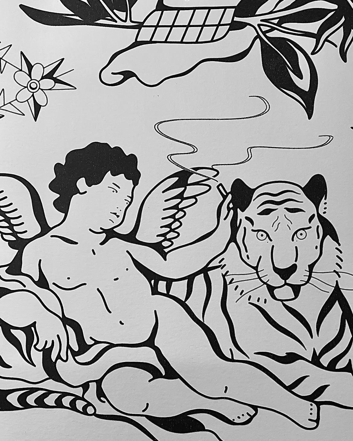 Smoking Cherub Flash Sheet | A3 Riso Print | Limited Edition 25