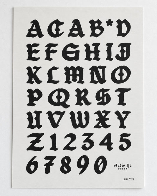 FFC Alphabet | A3 Riso Print | Limited Edition 25