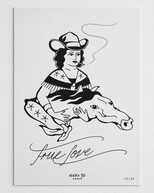 'True Love Cowgirl' A3 Riso Prints