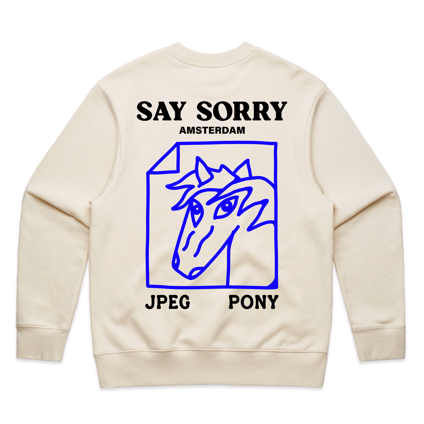 JPEG PONY HEAVY SWEATER in ECRU, Say Sorry Amsterdam Collection